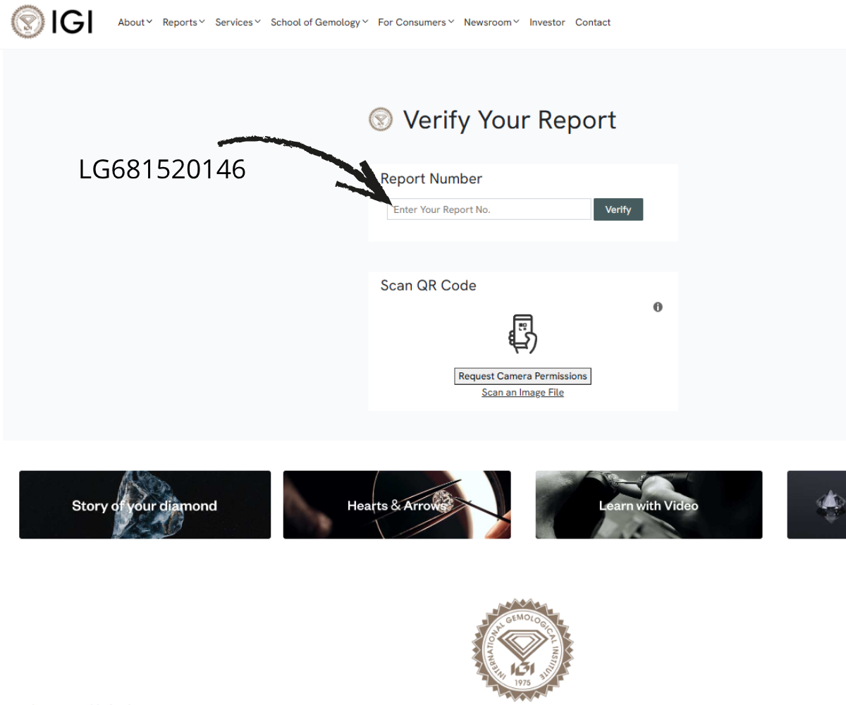 Ověření IGI diamantu