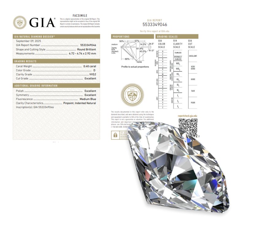 Přírodní diamant GIA